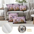 thumbnail image 6 of Happy Easter Pillow Covers 2 Pack Spring Basket Eggs Rabbit Mushrooms Floral Purple Plaid Pillowcase Waterproof Outdoor Throw Pillow Cover for Patio Garden Square Cushion 26”x26”, 6 of 9