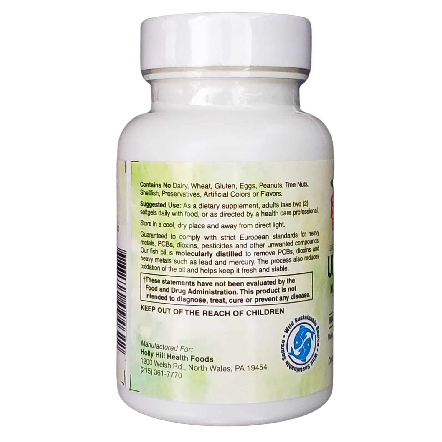 Holly Hill Health Foods Ultra Omega-3, 970 mg EPA/DHA, Mini-Easy Swallow, 60 Mini-Softgels