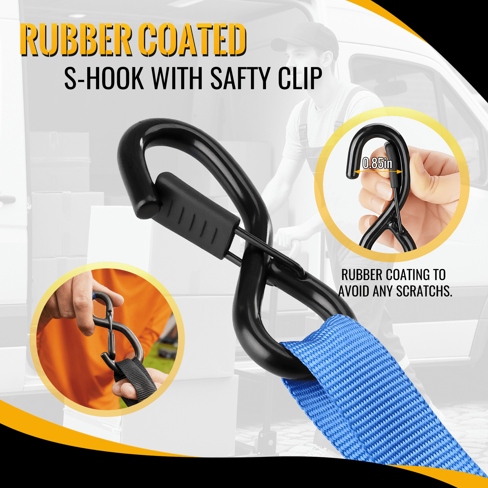 TLGREEN Retractable Ratchet Straps, 4Pack,1” x 10’ 1650lb Break Strength Heavy Duty Auto Self Retracting Tie Down Straps for Truck, Cargo, Motorcycle, ATV, UTV,Boat (Blue)
