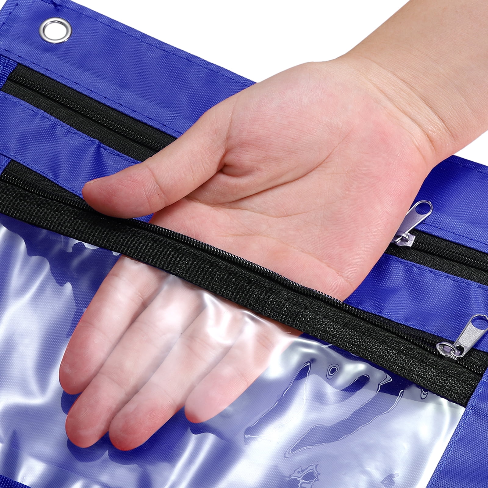 Uxcell Expandable Pencil Pouch for 3 Rings Binder, 6 Pack Oxford Cloth Zipper Binder Pouch Pencil Case Dark Blue/Black