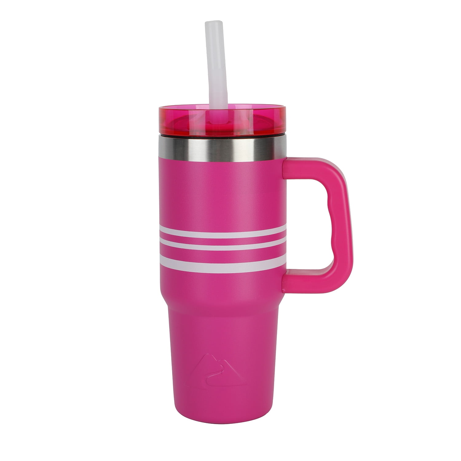 Ozark Trail 18 oz Stainless Steel Insulated Tumbler with Handle, Fuschia Burst Stripe