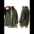 thumbnail image 3 of Chaqueta Vaquera Urbana para Mujer: Chaqueta Vaquera Estilo Boyfriend, Holgada, de Larga y con Botones Al Frente. Verde L, 3 of 7