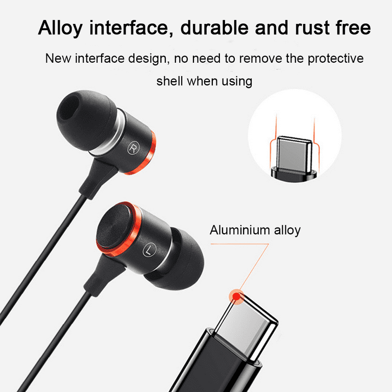 Headphones Earbuds with Microphone Wired Type C Plug in in Ear Earphones