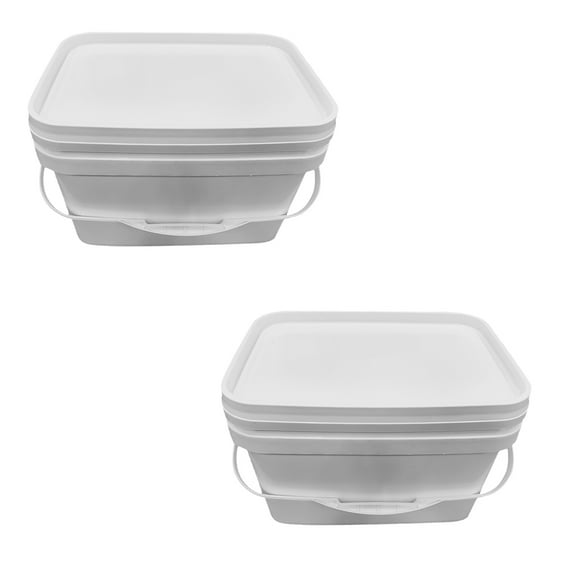 MLINS  2 Pcs Paint Bucket Storage Containers Square with Lid White