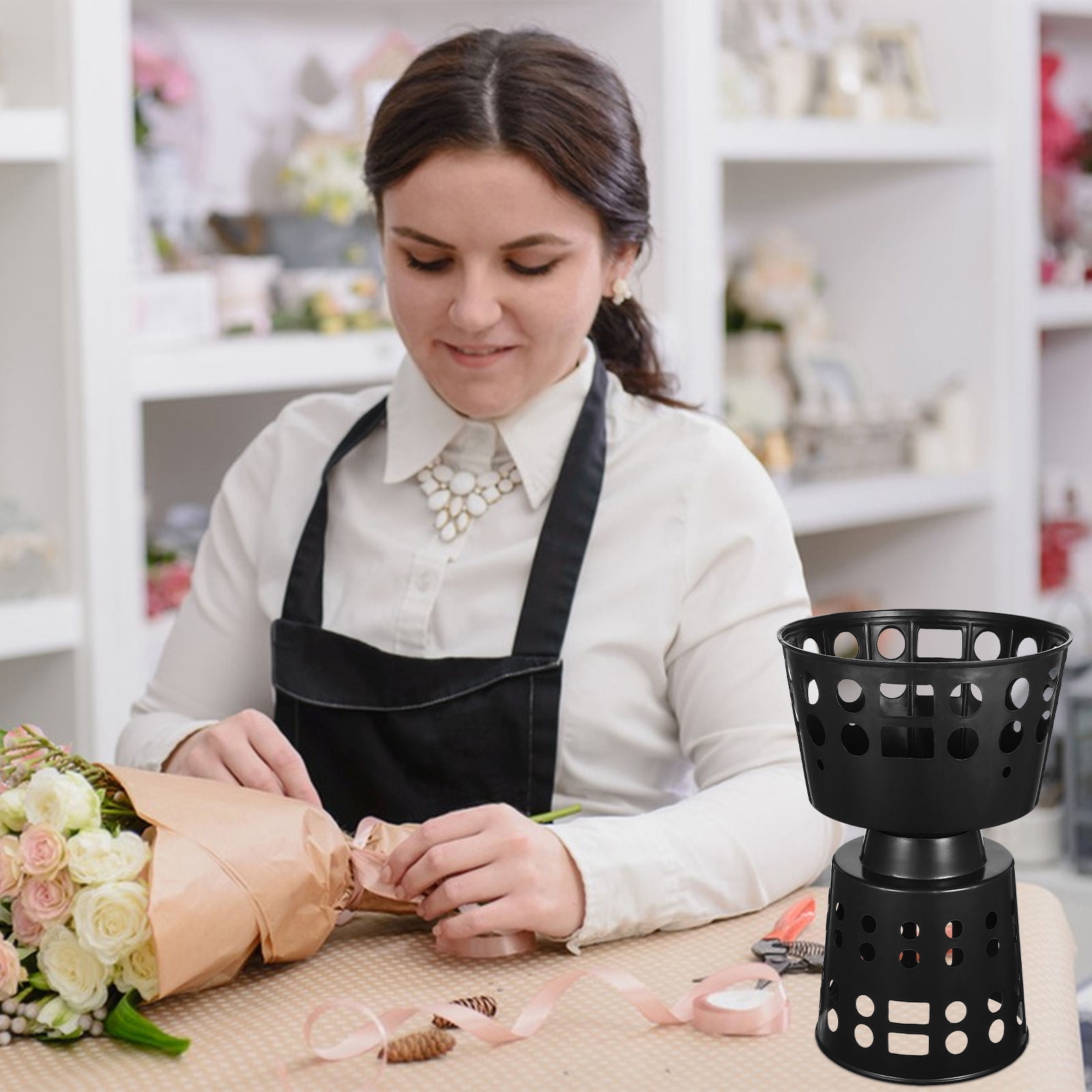 Raindrops Black Plastic Floral Arrangement Bases, 4pcs Set, Craft Supplies with Fine Workmanship