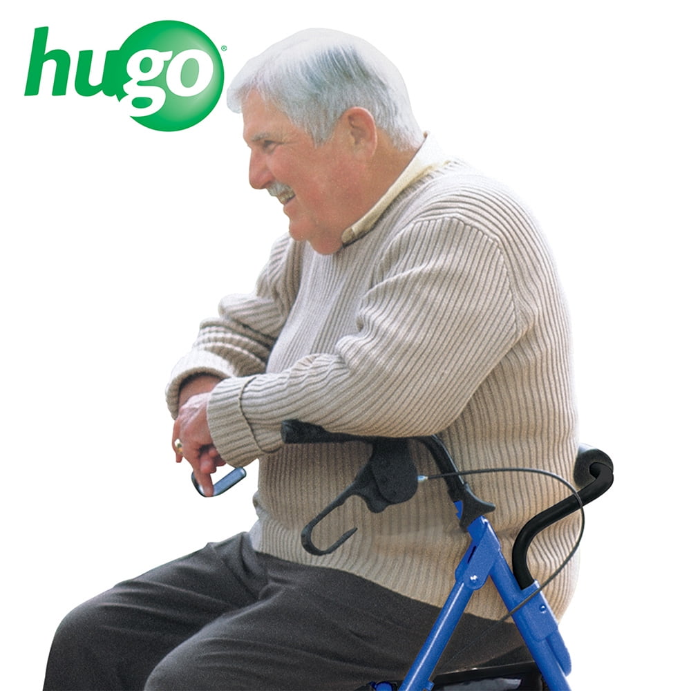 Hugo Portable Rollator Rolling Walker with Seat, Backrest and 8" Wheels, Blue