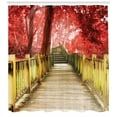 thumbnail image 3 of Ambesonne Autumn Shower Curtain, Rustic Wooden Walkway, 69"Wx75"L, Vermilion and Pale Brown, 3 of 3