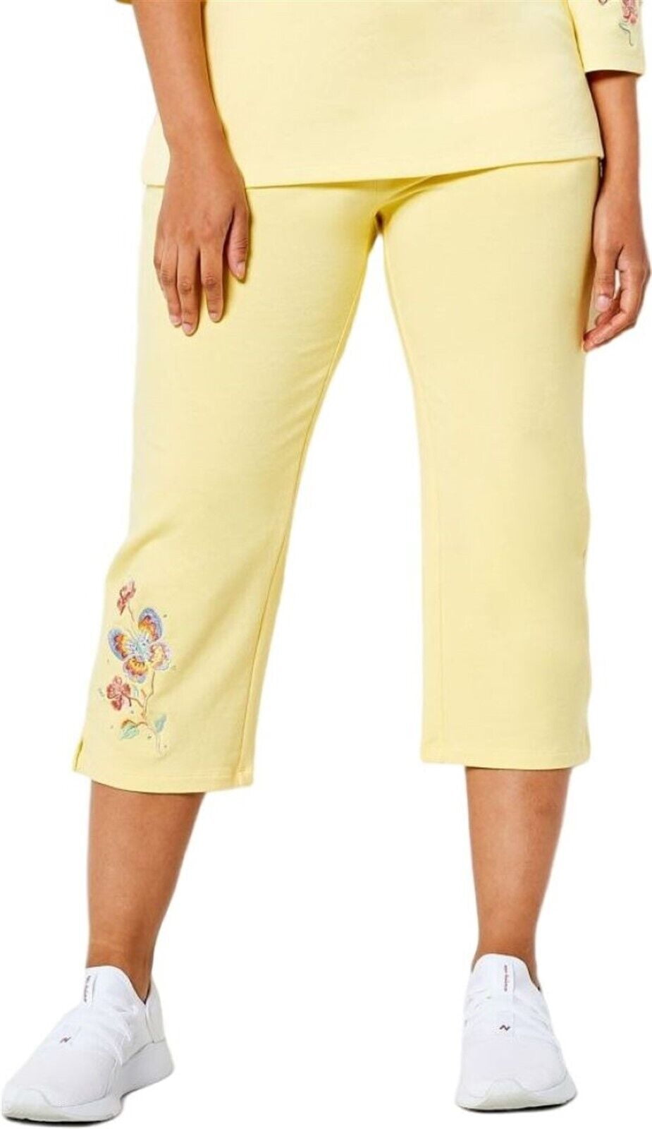Quacker Factory French Terry Embroidered Capri Pants Women's A472426 ...