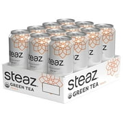 Steaz Iced Tea Can, Peach Green, Gluten Free, 16-ounces (Pack of12)