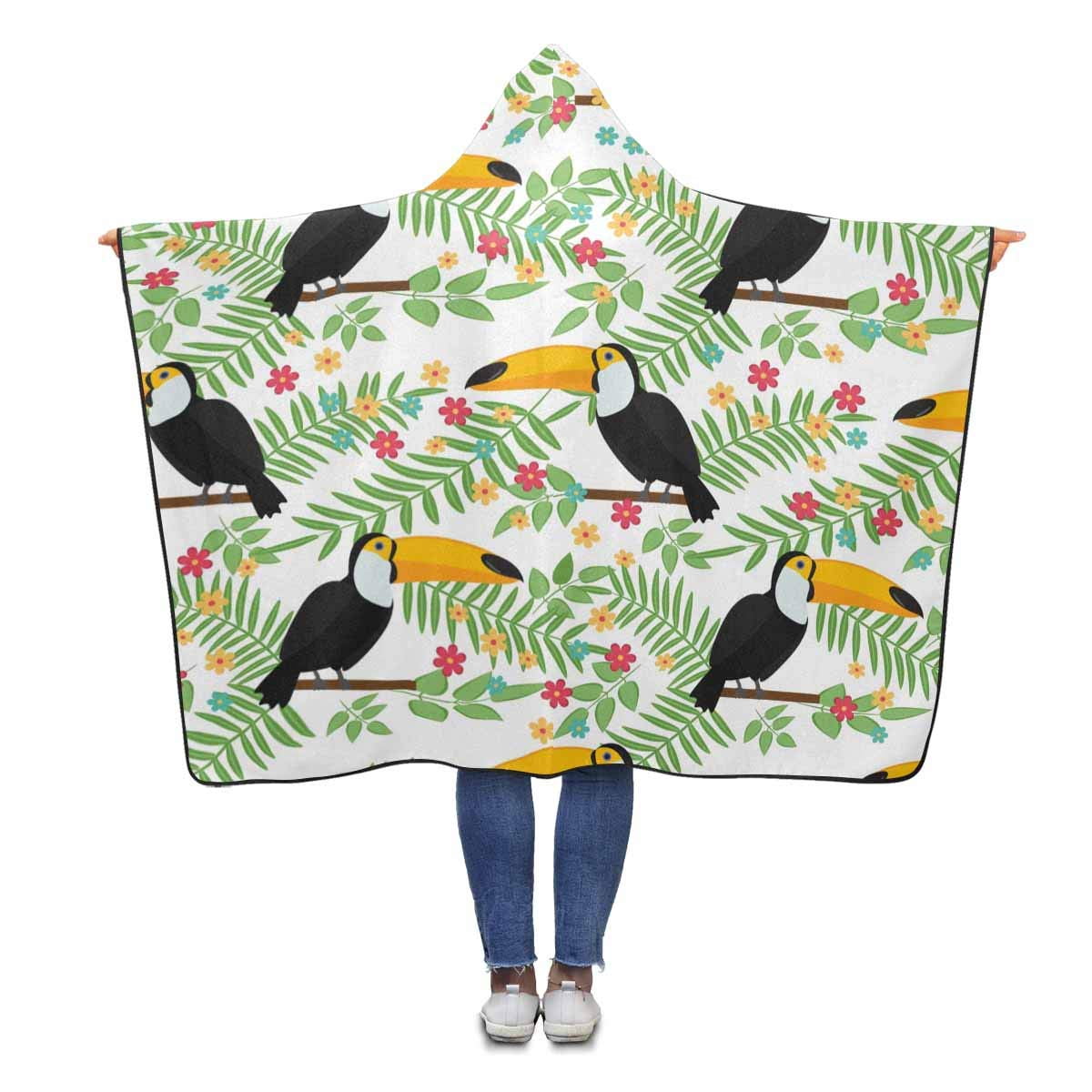 ASHLEIGH Toucan Branch Hooded Throw Blanket 56x80 inches Adults Girls Boys Blankets with Hood
