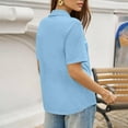 thumbnail image 4 of Trendy V Neck Polo Shirts Women'S Short Sleeve Summer Business Casual Collared Tees,Sky Blue L, 4 of 6