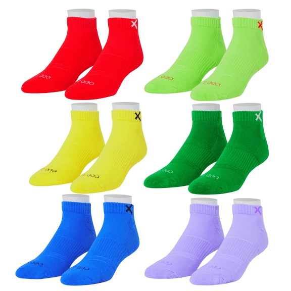 Odd Sox Basix – Large Unisex Ankle Socks – Multi Color 6-Pack – Soft Breathable Cotton Blend with