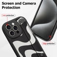 thumbnail image 4 of OOK For iPhone 15 Pro Max Case with Wrist Strap Kickstand, Cute Wavy Pattern Soft Silicone TPU Shockproof Protective Phone Case for Girls Women, Black, 4 of 6