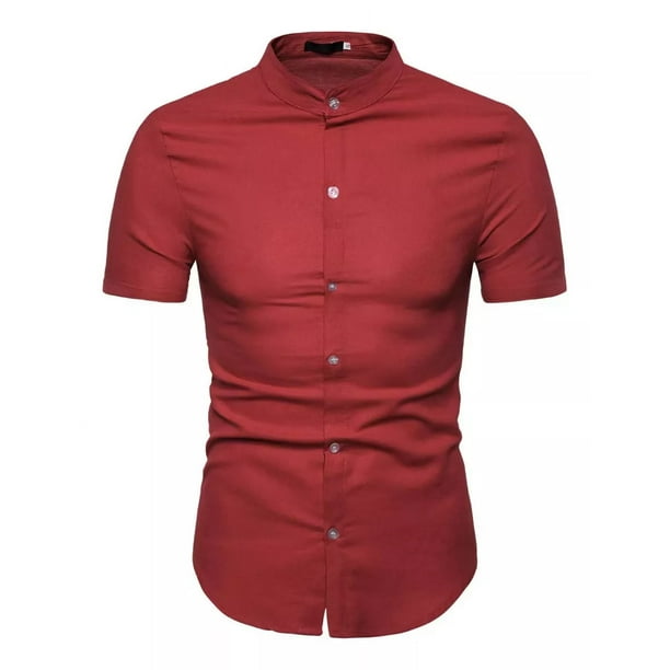 Camisa Cuello Mao Manga Corta Hombre Vestir Caballero Walmart en