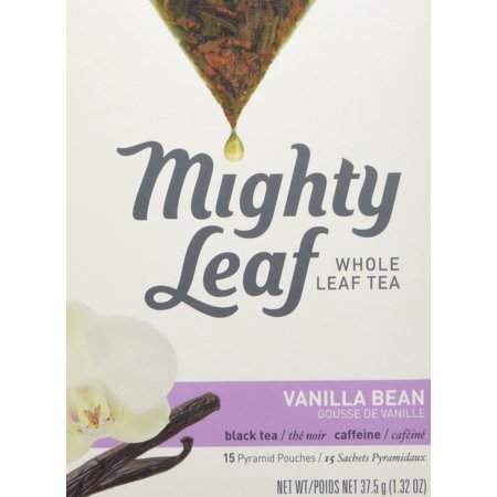 Mighty Leaf Whole Leaf Tea, Vanilla Bean, 15 Tea Bags Individual Pyramid-Style Tea Sachets of Caffeinated Black Tea with Vanilla and Natural Flavors, Delicious Hot or (Best Flavored Hot Teas)