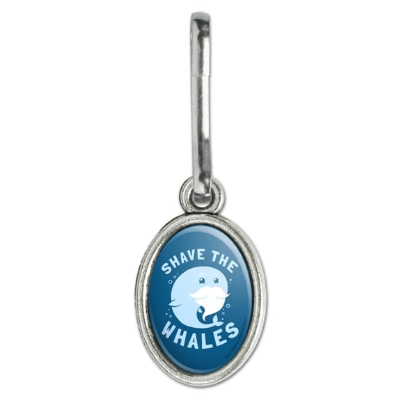 Shave the Whales Save Mustache Beard Funny Humor Antiqued Oval Charm Clothes Purse Suitcase Backpack Zipper Pull Aid