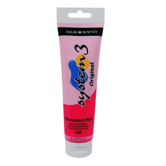 Daler-Rowney Original System 3 Acrylic Paint, 150ml Tube, Fluorescent Pink