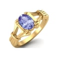 thumbnail image 2 of 925 Sterling Silver Gold Vermeil 7x5mm Oval Shape Tanzanite Engagement Women Valentines Day Gifts Ring, 2 of 4