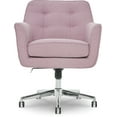 thumbnail image 6 of Serta Ashland Office Desk Chair, Mid-Back Button Tufted, Memory Foam Cushion, Chrome Swivel Base, Lilac Twill Fabric, 6 of 10