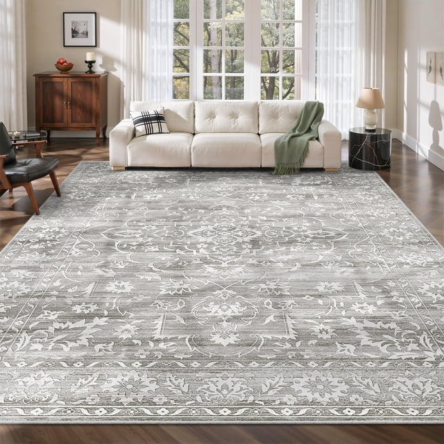 Alfombra de área Soalmost 274 x 366 cm lavable antideslizante gris