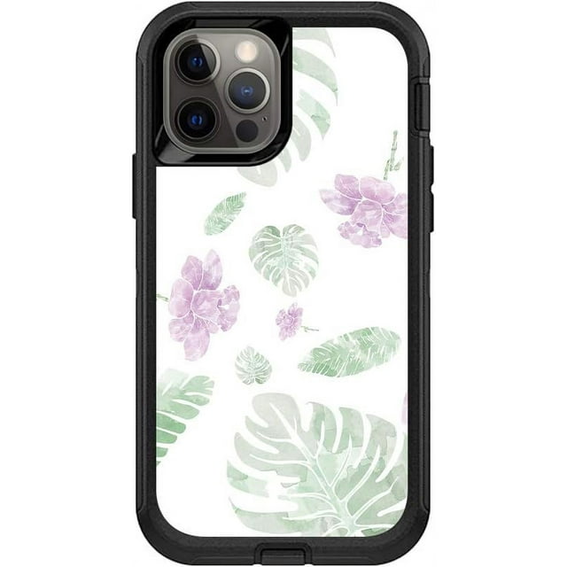 MightySkins Skin Compatible With OtterBox Defender iPhone 12 & 12 Pro - Water Color Flowers | Protective, Durable,