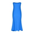 thumbnail image 5 of Abtuhar Womens Plus Size Summer Dresses,Womens Dresses Trendy,Women's New Summer Sexy Strapless Hollowed Out Collarless Irregular Skirt Solid Color Dress, 5 of 5