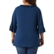 thumbnail image 3 of Agnes Orinda Blusa Elegante Casual de Talla Grande para Mujer con Volantes y Manga 3/4 en V, Talla 4X, Azul, 3 of 6