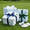 thumbnail image 4 of Reversible Golf Wrapping Paper Roll - Blue Plaid Gift Wrap for Men Dad Father’s Day Birthday -17.5" x 26 Feet, 4 of 4