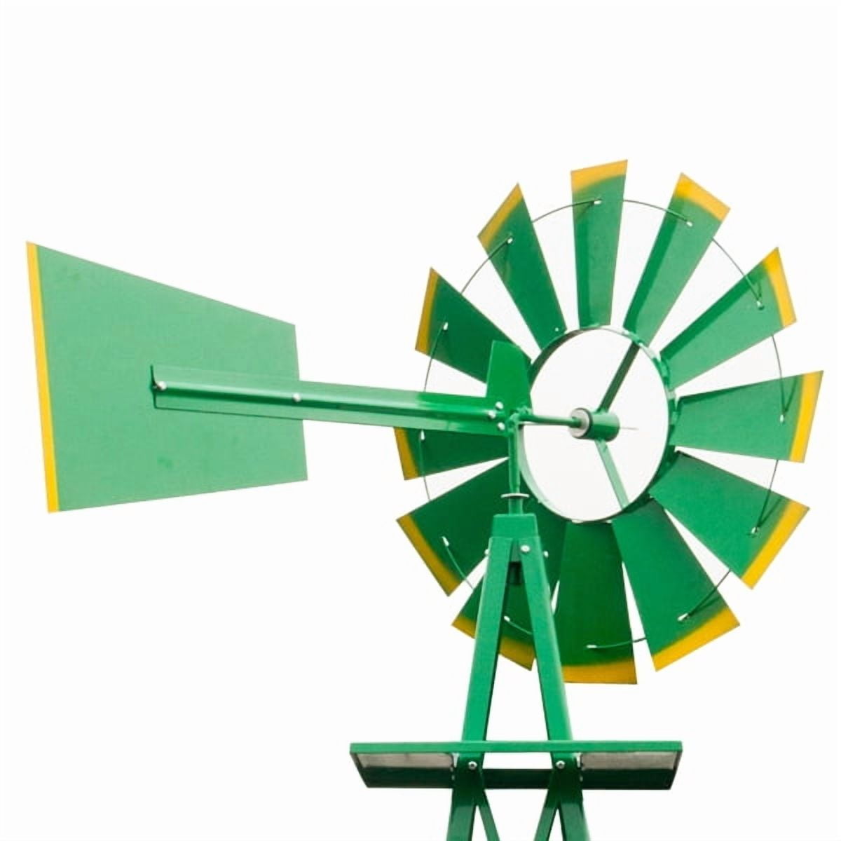 Alvantor 8 ft Weather Resistant Iron Garden Windmill with 4-Leg Stand Green Outdoor Yard Decor