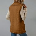 thumbnail image 4 of Fmbrln Womens Fuzzy Fleece Vest Button Up Lapel Collar Sleeveless Cardigan Jacket Fall Winter Fashion Casual Warm Outerwear with Pockets, 4 of 5