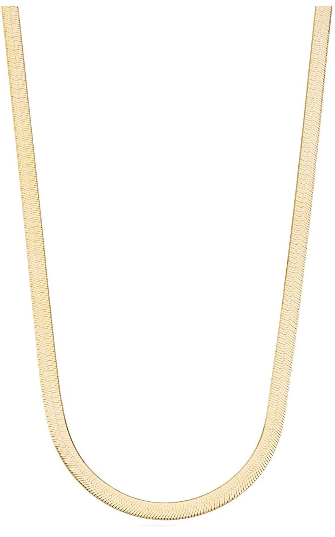 FOCALOOK Flat Snake Chain Stainless Steel Herringbone Necklace for Women Gold 5mm 12 Inches, Adult Unisex, Size: 5mm Width