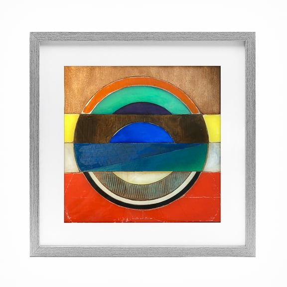 Stupell Industries Modern Bisected Circle Structure Gray Framed Print Under Glass, 16 x 16, by Matthew Finger