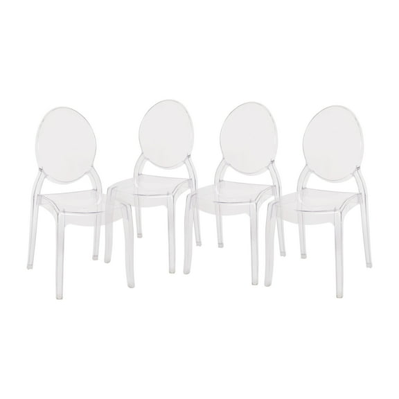 Flash Furniture Revna Series Ghost Chair, Set of 4, Clear Plastic