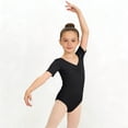 thumbnail image 6 of HAOTAGS Toddler Gymnastics Leotards,Soft Ballet Dance Elastic Waist Short Sleeve Gymnastics Black 14-15, 6 of 7