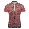 thumbnail image 4 of Antique Persian Red Rug Men Zipper T-shirt Summer Casual Short Sleeve T-shirt Top, 4 of 7