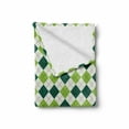 thumbnail image 2 of Geometric Soft Flannel Fleece Throw Blanket, Classical Diamond Line Pattern with Dotted Lines Vintage Design, Cozy Plush for Indoor and Outdoor Use, 50" x 70", Lime Green Dark Green, by Ambesonne, 2 of 6