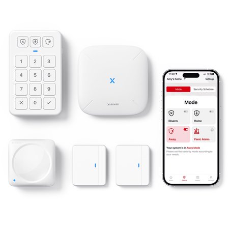 X-Sense Smart Home Security System Door and Window Alarm Aensors, Supports Mobile App Alerts, Compatible with Alexa, 5-Piece Set, White AS05