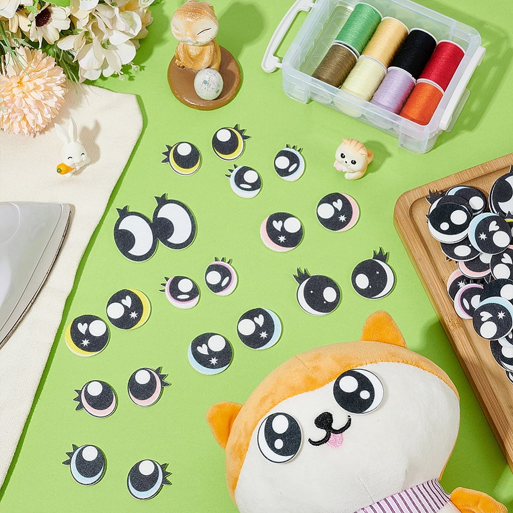 44 Pairs 11 Styles Felt Craft Eye for DIY Toys Puppet Plush Animal Making Mixed Color 27-44x21-56x2mm 4pairs/style