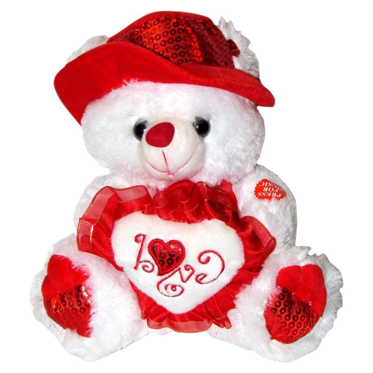 Plays " Music Holiday Gift Details about   Cute Musical Love You Teddy Bear with Red Hat 11" 