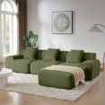 thumbnail image 3 of Leumius 113" L-Shaped Modular Sectional Sofa,Corduroy Fabric Upholstered 3 Seater Couch with Deep Seat and Movable Ottoman,No Assembly,Green, 3 of 10