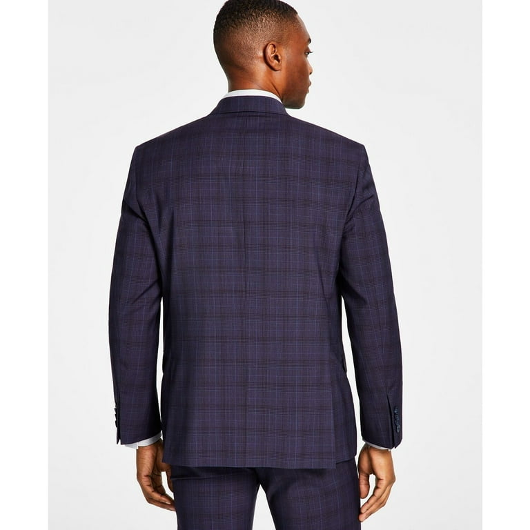 Michael Kors Men's Modern Fit Wool-Blend Plaid Suit Jacket Blue