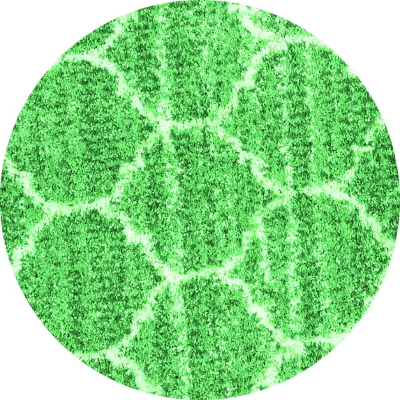 Ahgly Company Indoor Round Abstract Green Contemporary Area Rugs, 7' Round