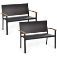 thumbnail image 1 of Costway 2 PCS Outdoor Patio Rattan Wicker Bench Loveseat Chair Armrest Garden, 1 of 7