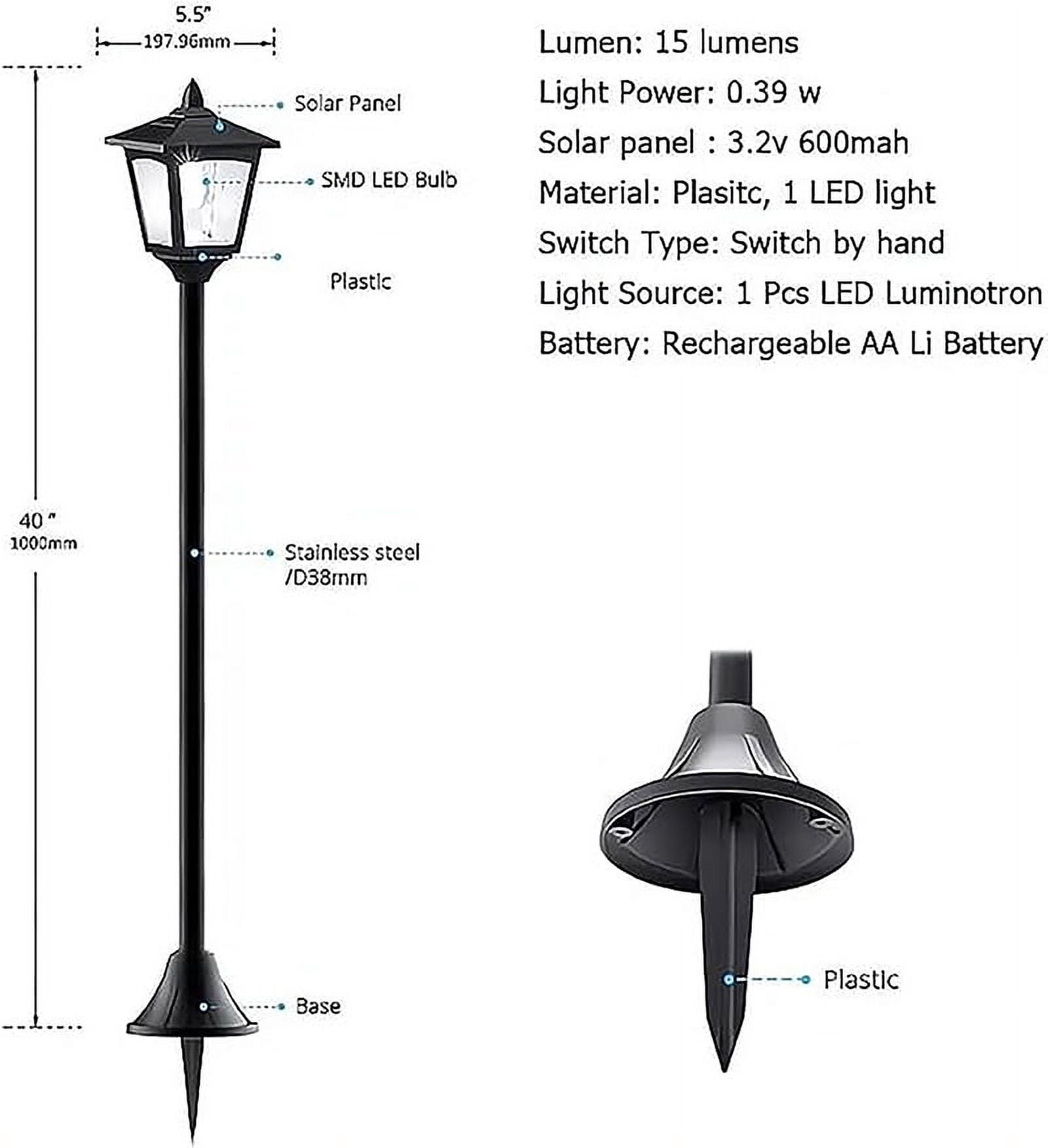 Kanstar 2 pack 42 inch Solar Flame Post Lights, LED Waterproof Outdoor Garden & Lawn Pathway Street Lamp Lighting