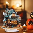 thumbnail image 4 of Halloween Acrylic Ghost House - 2D Desktop Decor with Pumpkin & Haunted Mansion Design, 4 of 5