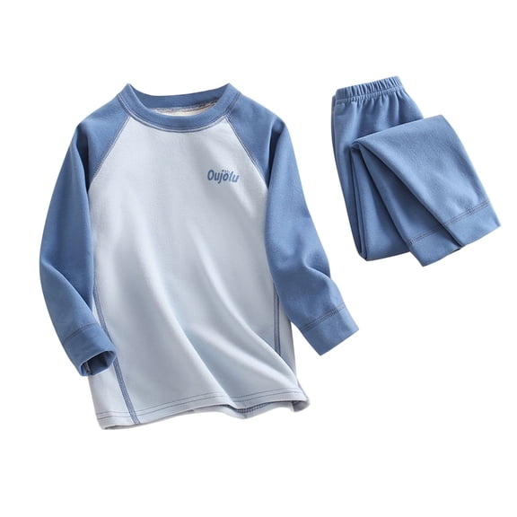 ATOGUTA Teen Outfits for Boys Size 6M-18 Kids Base Layer Long Johns for Kids Top and Bottom for Winter Light Blue