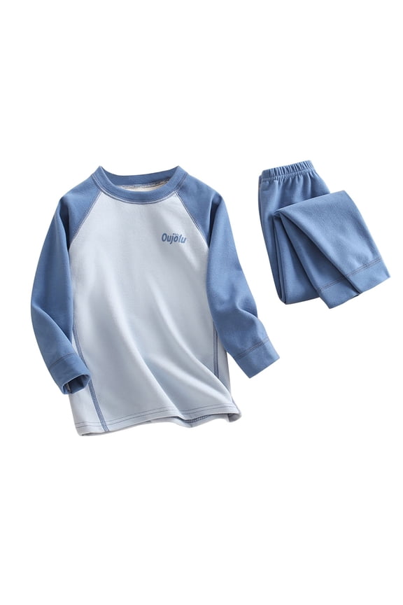 Baby Boy's Clothing Size 6M-18 Kids Base Layer Long Johns for Kids Top and Bottom for Winter Light Blue