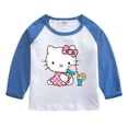 thumbnail image 2 of Hello Kitty-Camiseta de algodón puro para niños, camiseta que absorbe la humedad, Tops contrastantes dulces a la moda, camisetas deportivas informales de manga larga para bebé, 2 of 5