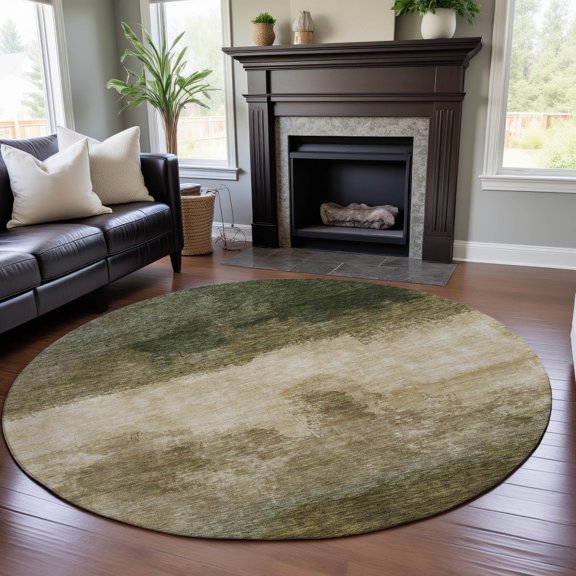 Addison Rugs Mayfield Premium Machine Washable Transitional Modern Fern Round Rug, 8' x 8'