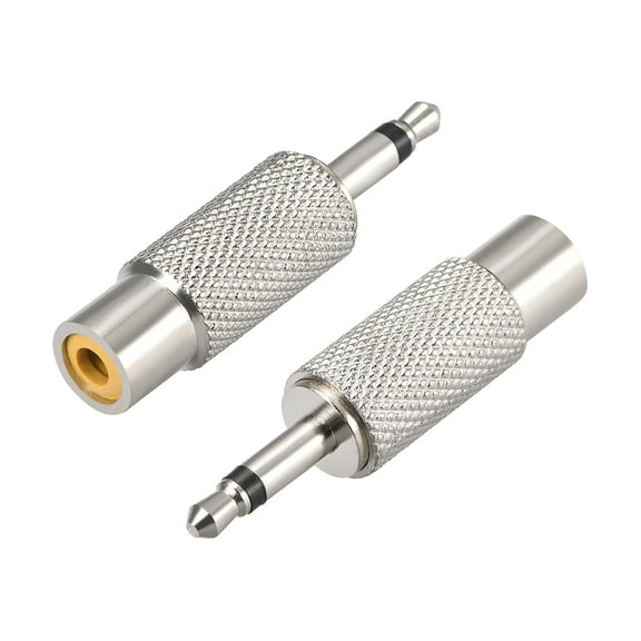 Unique Bargains 3.5mm Male to RCA Stereo Female Connector Audio Video Adapter Converter Zinc Alloy 2Pcs